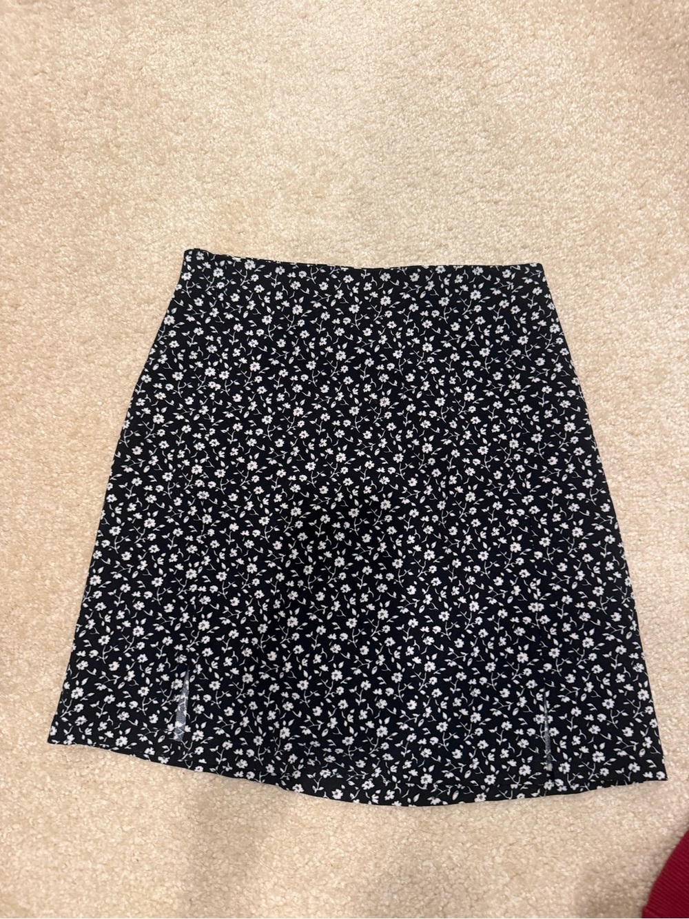 Navy Floral A-Line Mini Skirt